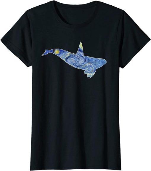 Orca Van Gogh Starry Night Art Van Gogh Painting Whale T-Shirt