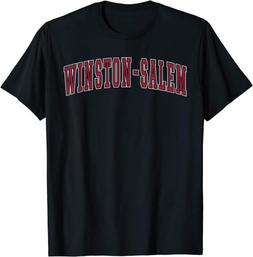 Winston Salem North Carolina Souvenir College Style Red Text T-Shirt