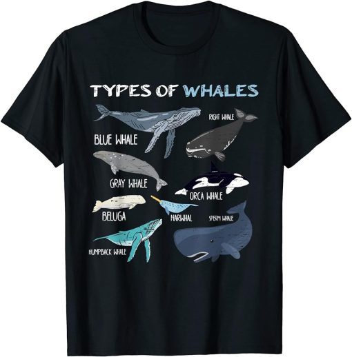 Types Of Whales - Orca Narwhal T-Shirt