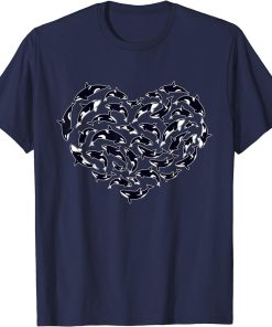 Cool Heart Orca Whales Killer Funny Couple For Valentine Day T-Shirt