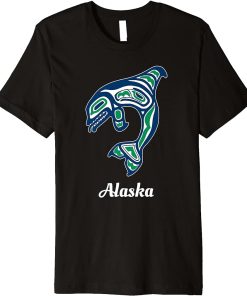 Blue Green Native American Alaska Orca Killer Whale Premium T-Shirt