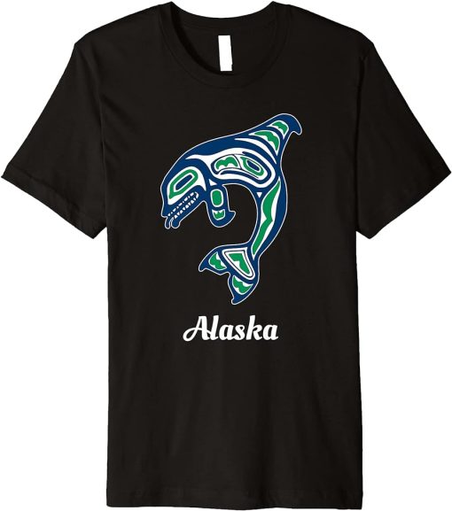 Blue Green Native American Alaska Orca Killer Whale Premium T-Shirt