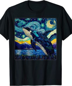 Surrealism Starry Night Orca Whale T-Shirt