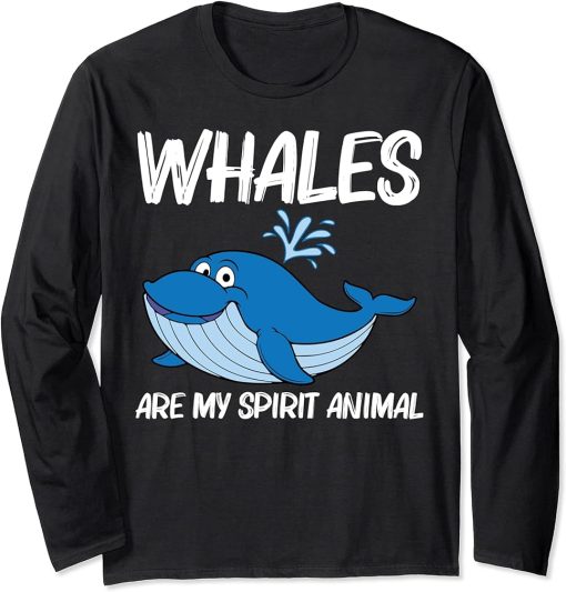 Funny Whale Art For Men Women Orca Narwhal Blue Whales Long Sleeve T-Shirt