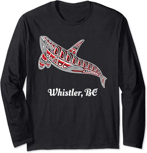 Whistler, BC Canada Native Upward Orca Killer Whale Long Sleeve T-Shirt