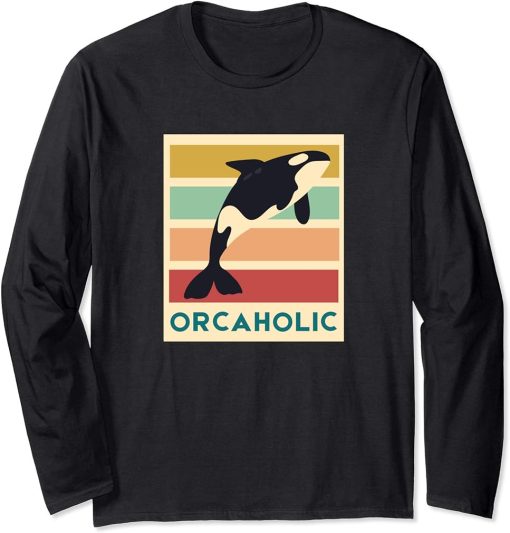 Vintage Orca Graphic Retro Killer Whale Lover Ocean Activist Long Sleeve T-Shirt