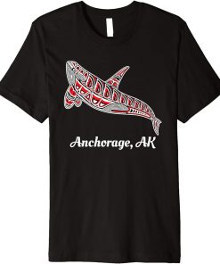 Native American Anchorage, Alaska Upward Orca Killer Whale Premium T-Shirt