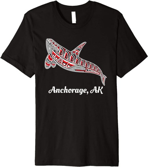 Native American Anchorage, Alaska Upward Orca Killer Whale Premium T-Shirt