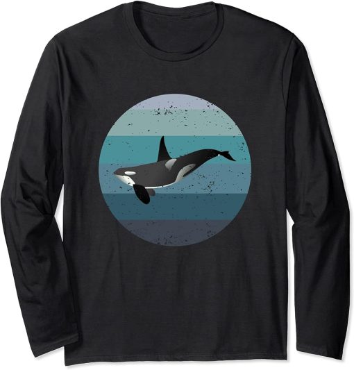 Retro Orca Killer Whale Vintage Long Sleeve T-Shirt