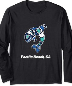 Pacific Beach CA Native American Tribal Orca Killer Whale Long Sleeve T-Shirt