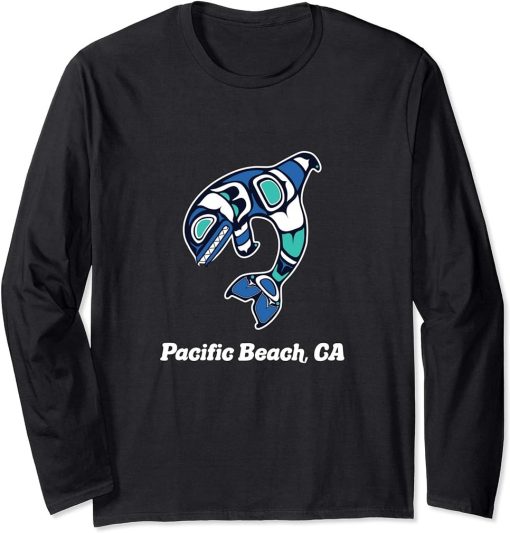 Pacific Beach CA Native American Tribal Orca Killer Whale Long Sleeve T-Shirt